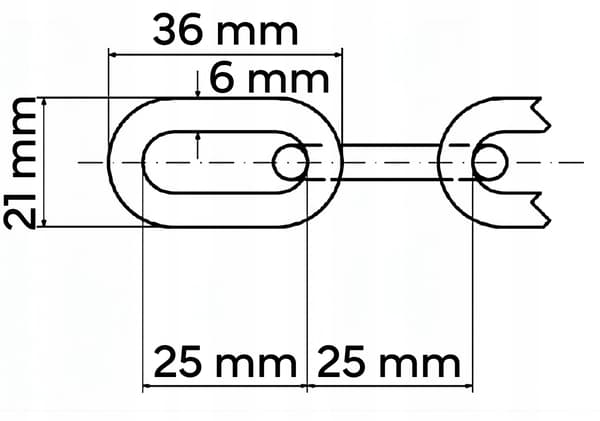 D1 kedja kortlänk 6mm 1MB