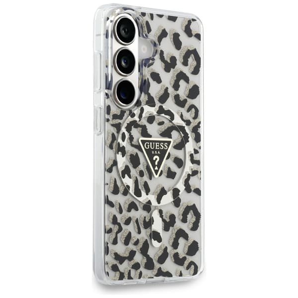 Guess IML Leopard Print Triangle MagSafe-etui til Galaxy S26, sort
