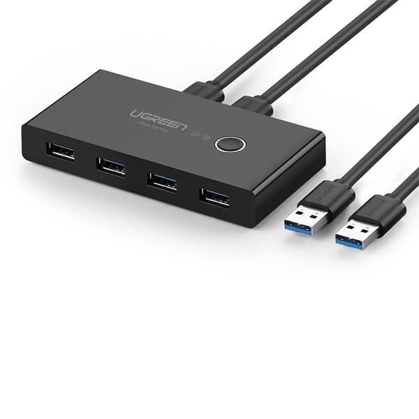 Switchbox HUB-switch 4x USB 3.2 Gen 1 USB-splitter för två datorer - svart