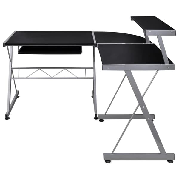 vidaXL hjørnecomputerbord, sort, 132x112x99 cm