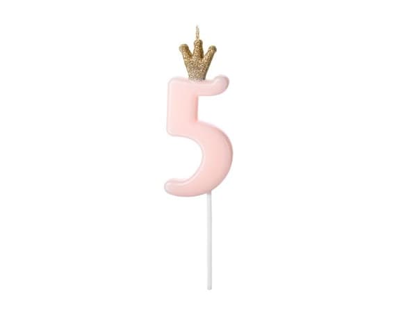 Fødselsdagslys 5 lys pink 9,5 cm