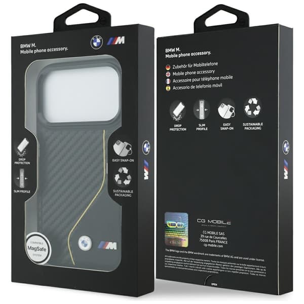 BMW M Carbon Line & Logo MagSafe-cover til iPhone 17 Pro, gult