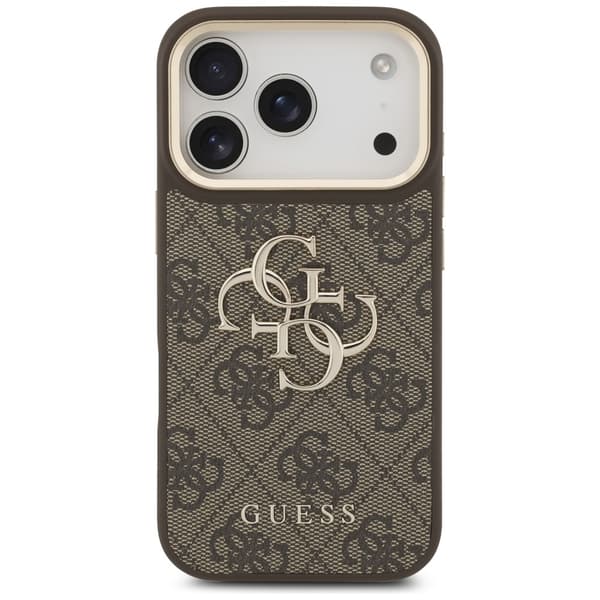 Guess 4G Big 4G Classic Logo BigStrap Metalknapper Etui til iPhone 17 Pro Brun