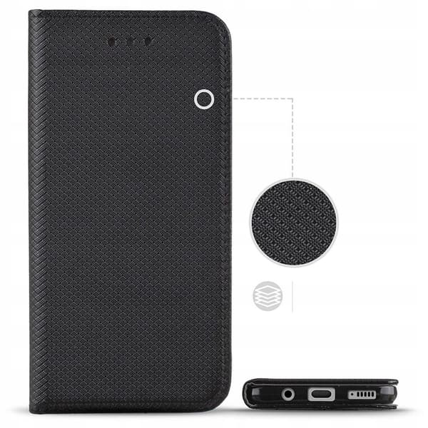 Etui til SAMSUNG J6 2018 LUKKET SMART BOOK MAGNETETUIL SORT+GLAS