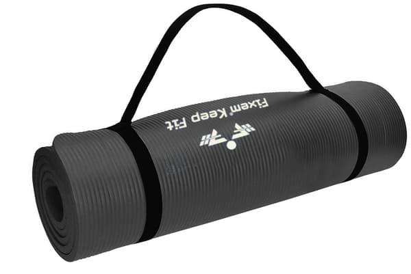 YOGAMÅTTE 1,5 cm SORT 190x63 cm