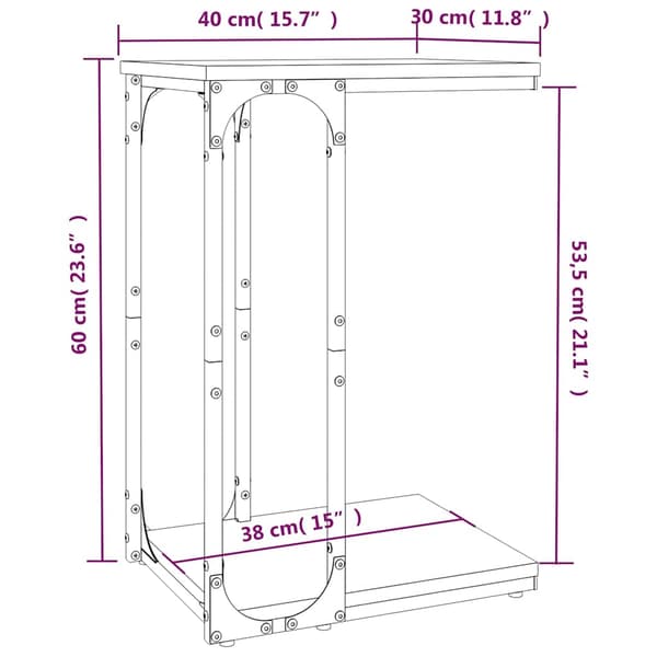 vidaXL sidebord brunt egetræ 40x30x60 cm