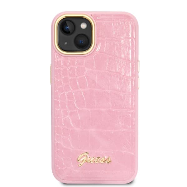 Guess Croco Collection iPhone 14 Plus cover, lyserød