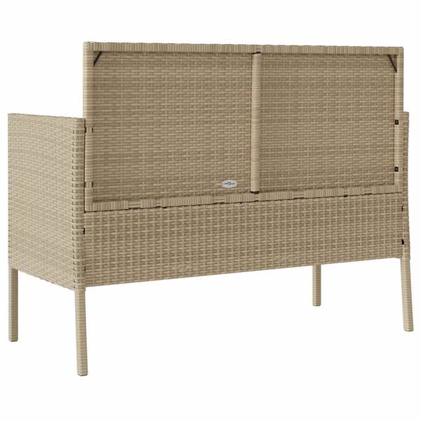 vidaXL Puutarhapenkki tyynyillä, beige, polyrottinki