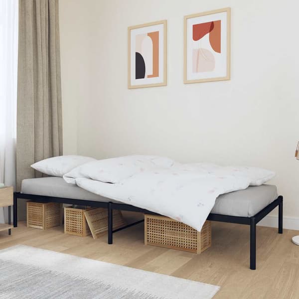 vidaXL metalsengestel sort 90x200 cm