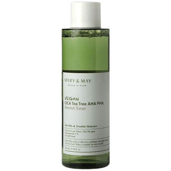 Mary&May Vegan CICA Tea Tree AHA PHA Ansiktsvatten för problemhud - 200 ml
