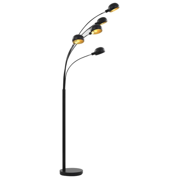 vidaXL gulvlampe, 200 cm, 5 x E14, sort og guld