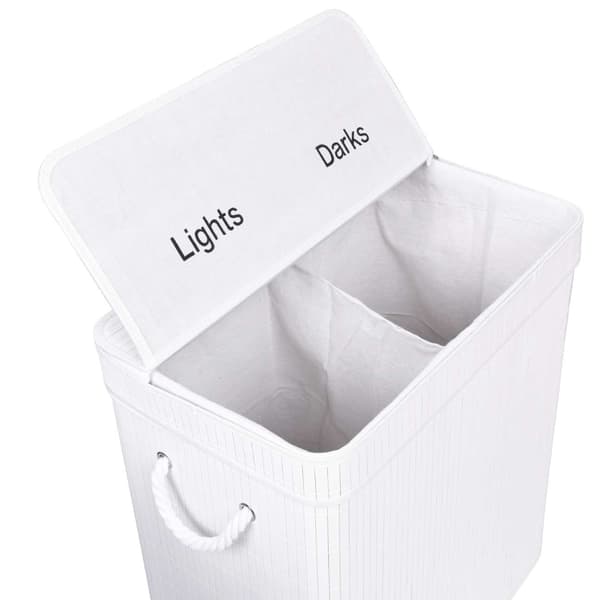 Bambu tvättkorg med lock 100L vit