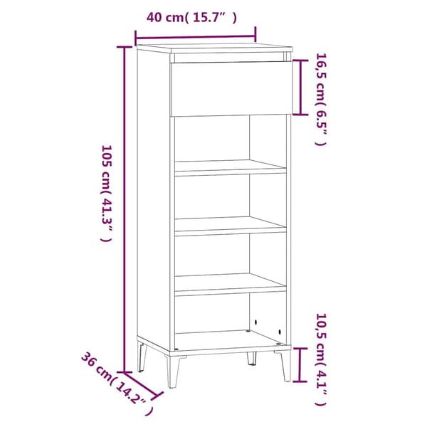 vidaXL skoskab brunt egetræ 40x36x105 cm