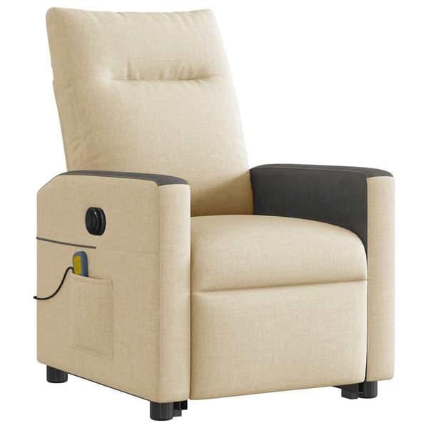 vidaXL Lyftbar massagefåtölj, elektrisk, vilstol, krämfärgad