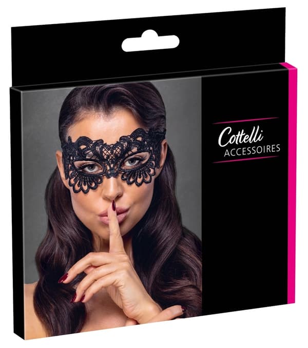Cottelli ACCESSOIRES - Elegant pandebånd med broderi og snørehuller, sort