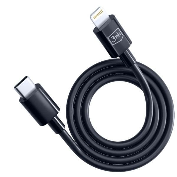 3mk Hyperkabel USB-C til Lightning opladnings- og overførselskabel, 20W, 1,2m, sort