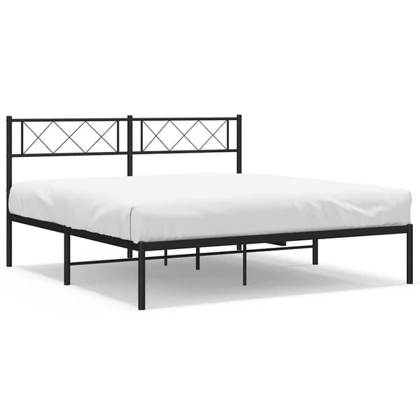 vidaXL metalsengestel med hovedgærde sort 150x200 cm