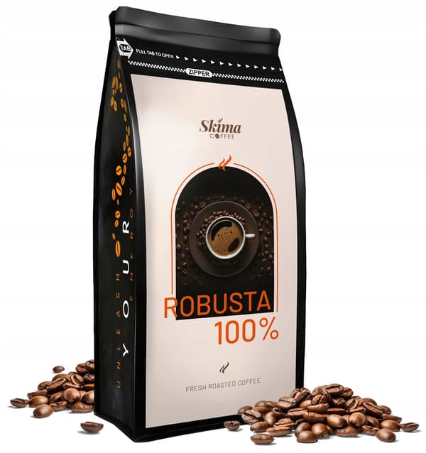 Kaffebønner 1kg ROBUSTA 100% friskristede til espressomaskine + GRATIS