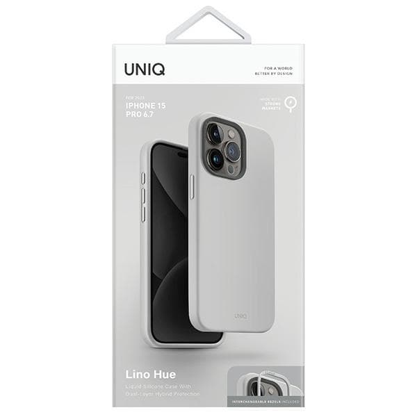 UNIQ Lino Hue MagSafe-etui til iPhone 15 Pro Max, lysegrå