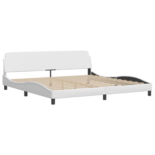 vidaXL Sängram med LED vit 200x200 cm konstläder