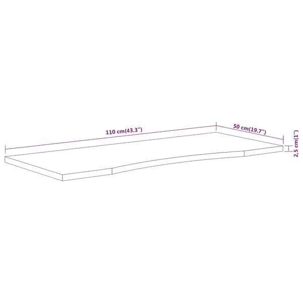 vidaXL skrivebordsplade 110x50x2,5 cm rektangulær massiv akacietræ