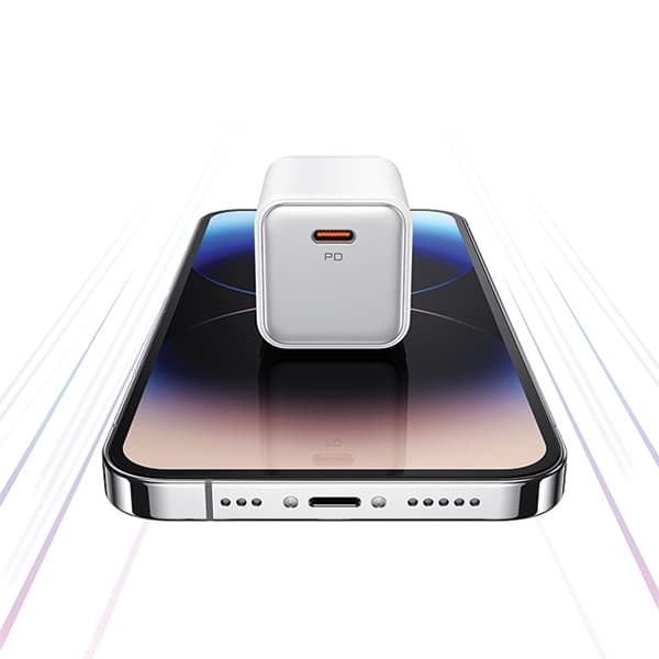 USAMS 1xUSB-C PD30W 3A (kun hoved) PD3.0 hurtigopladende sort vægoplader