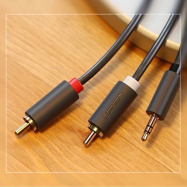 Lydkabel 3,5 mm minijack (han) - 2RCA (han) 5m - grå
