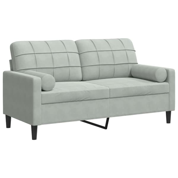 vidaXL 2-sitssoffa med kuddar ljusgrå 140 cm sammet