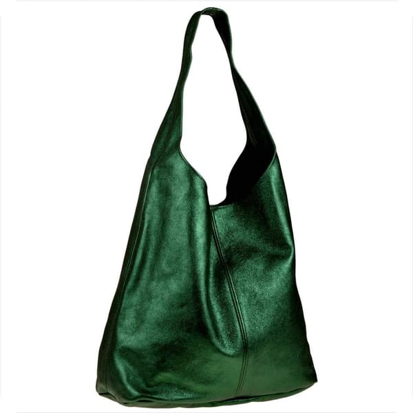 Läderväska, grön metallic