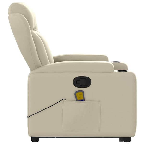 vidaXL Lyftbar massagefåtölj, krämfärgad, konstläder