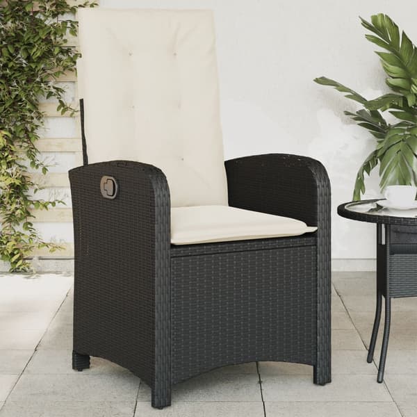 vidaXL havestol med hynder, sort polyrattan