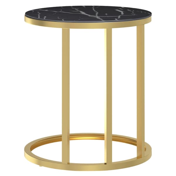 vidaXL sidebord, guldramme og sort marmor, hærdet glas