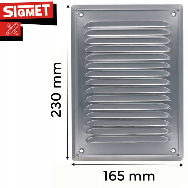 METAL rektangulær ventilationsrist 165x230mm - grafit