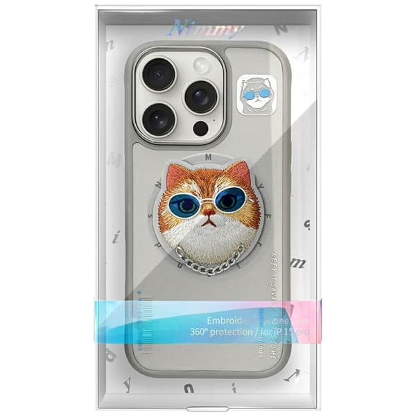 Nimmy Glasses Cool Cat MagSafe-etui til iPhone 16 Pro Max, grå