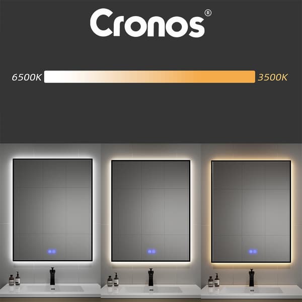 Cronos värmespegel rektangulär 60x80cm svart