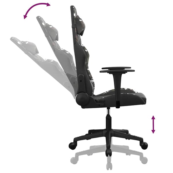 vidaXL massage-gamingstol, sort og camouflage, kunstlæder