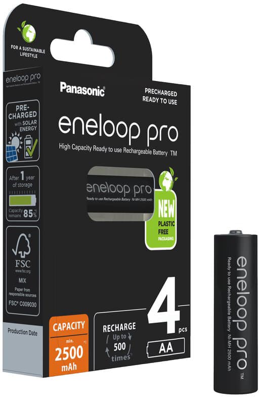 Panasonic Eneloop Pro AA 2500 mAh ladattavat paristot 4 kpl