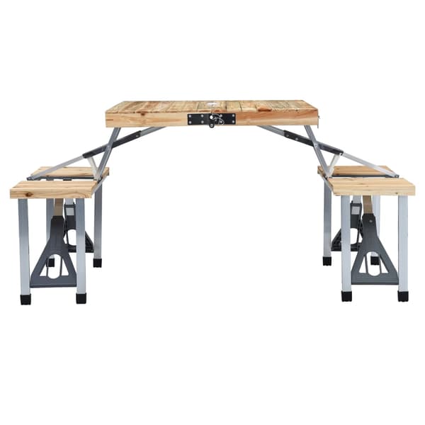 vidaXL foldbart campingbord med 4 sæder, stål, aluminium