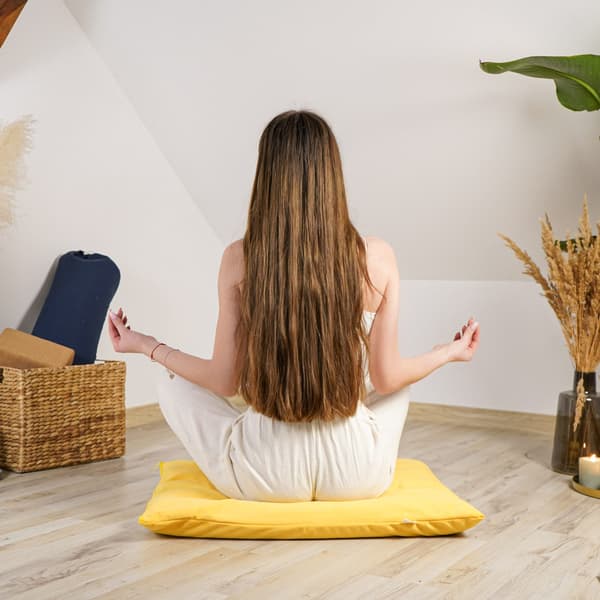 Zabuton, Boghvede Meditationmåtte - Gul