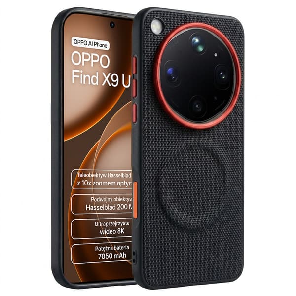 Etui til Oppo Find X9 Ultra, hybridlæder, til MagSafe, sort