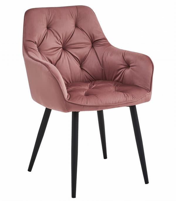 JORK stol - pink velour / sorte ben x 2