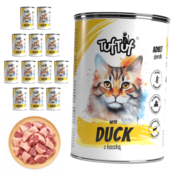 TufTuf vådfoder til katte dåse med kød og and 12x400g