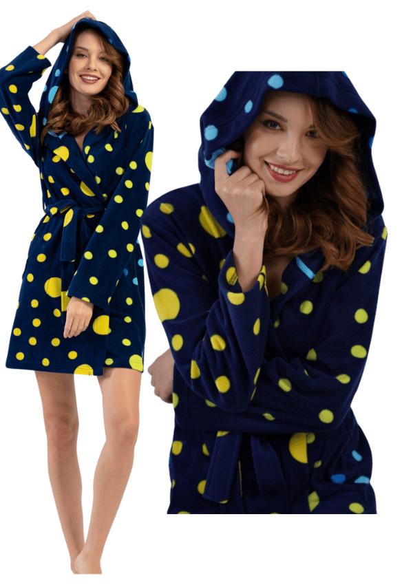 Fleece badekåbe med varm hætte til damer, Vienetta L/XL