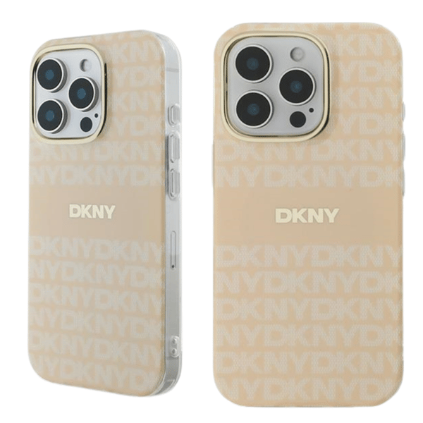 DKNY Repeat Texture Pattern With Stripe -suojakuori iPhone 16 Pro Maxille, pinkki