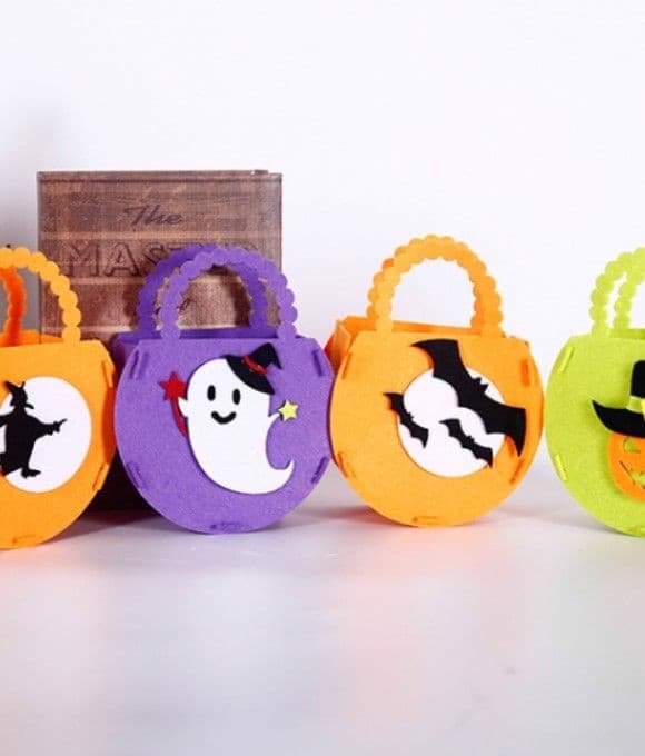 Græskarformede slikposer, 4 stk., fiberdug