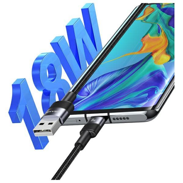 USAMS USB-A - USB-C 3A 1,2 m alumiiniseosdatakaapeli SY