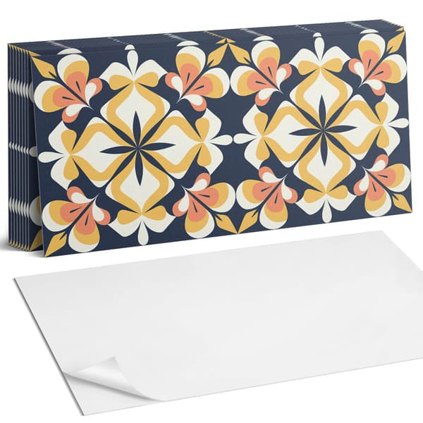 Klar til montering trykte vinylfliser, geometrisk blomstermønster, 10x40x20 cm