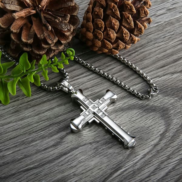 Sølvkæde med kors Halskæde Italiensk + Gratis