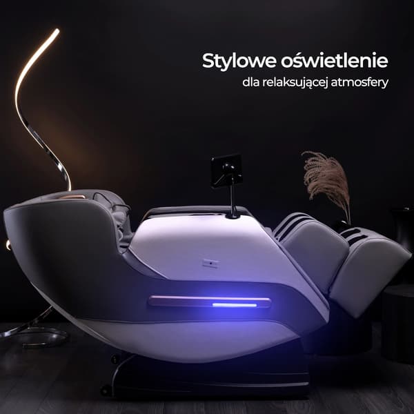 VX MAX avslappnande massagefåtölj, grå, eko-läder, modern