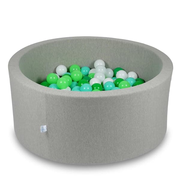 Tør pool 90x40cm lysegrå med 300 bolde: hvid, lysegrøn, mintgrøn, grøn